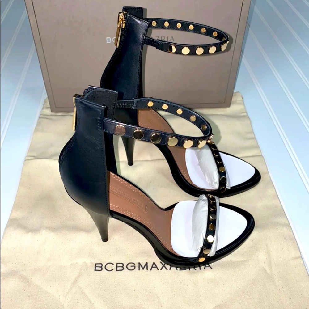 BCBG Black Studded Sandal Sz 8, New with box.